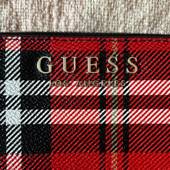 Guess Red and Black Plaid Wristlet Wallet - Picture 4 of 4